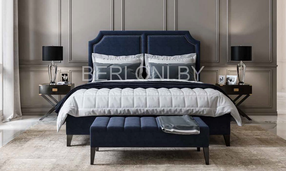 Кровать в синей ткани - фабрика Stella del mobile Италия 